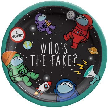 Astronauts in space with "Who's the Fake?