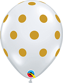 White balloon with gold polka dots pattern.