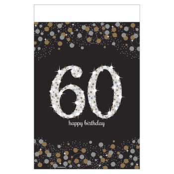 60th birthday card with glittery design.