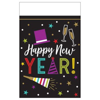 Bright New Year's Eve Plastic Table Cover 3ct