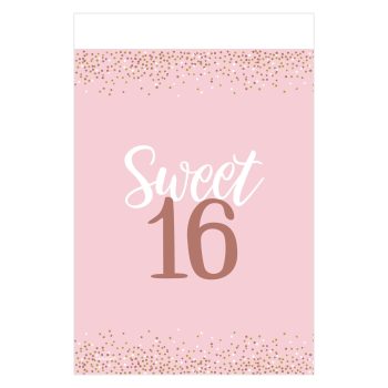 Pink "Sweet 16" card with gold accents.