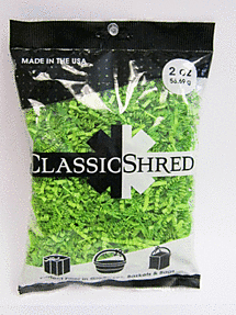 Bag of Classic Shred green shredded material.