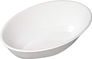 White oval bowl on white background.