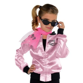 Girl in pink jacket wearing sunglasses.