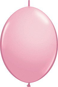 A shiny pink balloon floating against a white background.