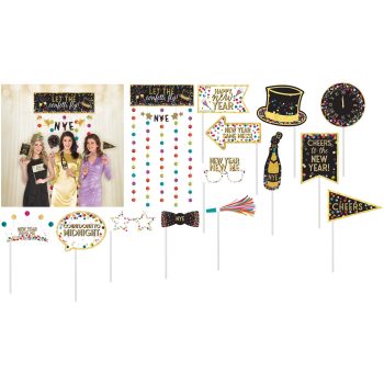 Let the Confetti Fly New Year's Eve Photo Booth Kit - Colorful Confetti