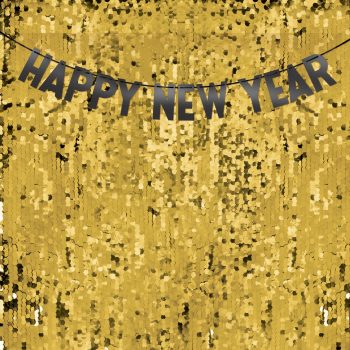 Metallic Gold & Black NYE Sequin Foil & Cardstock Backdrop Kit, 4ft x 6ft, 2pc