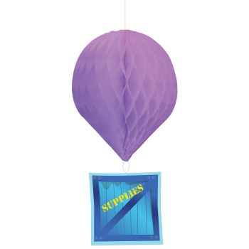 Purple balloon with supplies crate design.