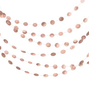Rose gold circular garland hanging decor.