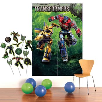 Transformers wall art with chair and balls.