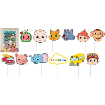 Cocomelon character masks and toy set.