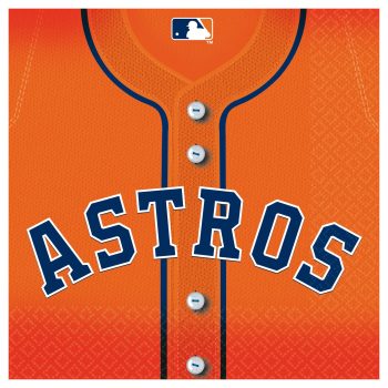 Close-up of an orange Houston Astros baseball jersey.