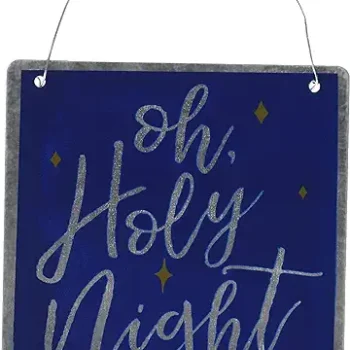 "Oh Holy Night" Blue Door Sign, 4in x 4in