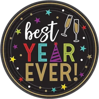 Bright New Year's Eve Round Plates 7" 60ct