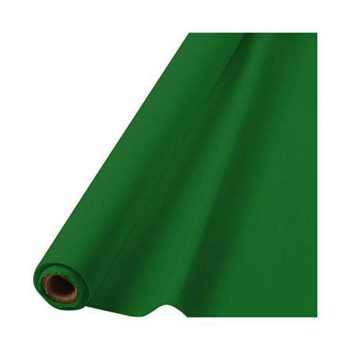 Green fabric roll on white background.