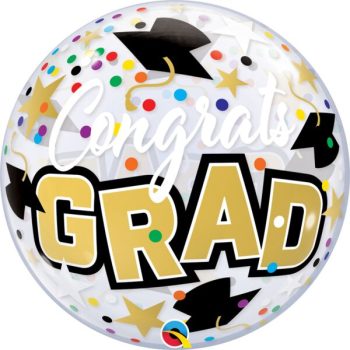 Congrats grad balloon with colorful confetti.