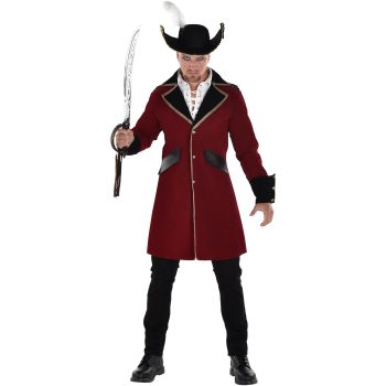Man in pirate costume with sword.