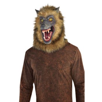 Person wearing a scary werewolf costume.