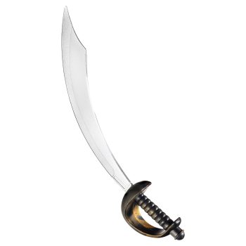 Curved pirate sword with ornate handle.