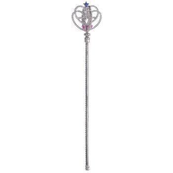 Ornate silver scepter with jeweled details.