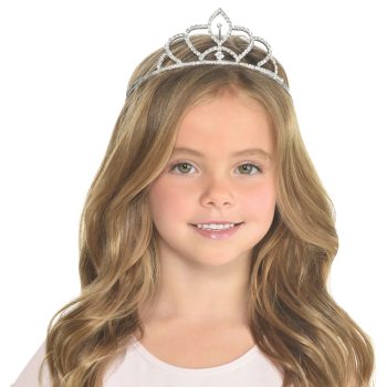 Young girl wearing a sparkling tiara.