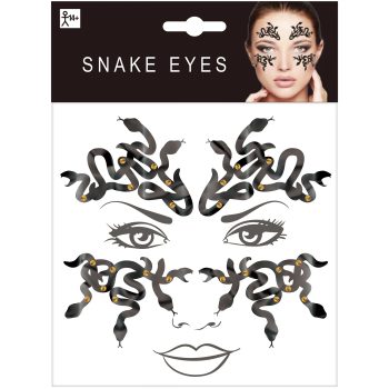Snake-themed face stickers with eye design.