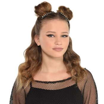 Young woman with two buns hairstyle.