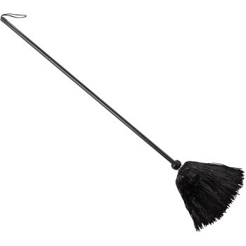 Black witch broomstick with bristles.