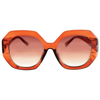 Orange oversized sunglasses with gradient lenses.