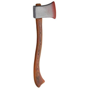 A wooden-handled axe with a steel blade.