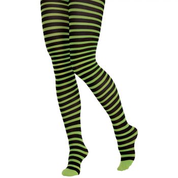 Green/Black Striped Tights - Adult Standard
