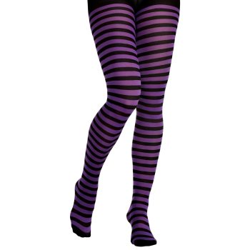 Purple/Black Striped Tights - Adult