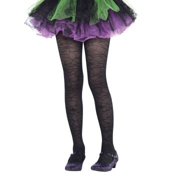 Black Spider Web Tights - Child M/L