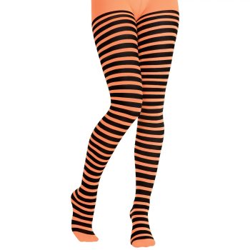 Orange and black striped tights.