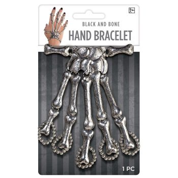 Black And Bone Skeleton Hand Bracelet