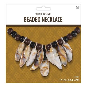 Beaded necklace with claw-like pendants.
