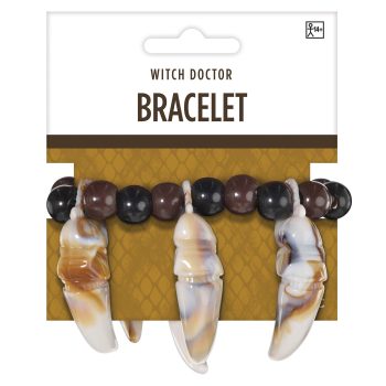 Witch doctor bracelet with tooth charms.