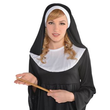 Nun costume with a wooden ruler.