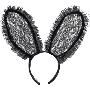 Black Lace Bunny Ears Headband
