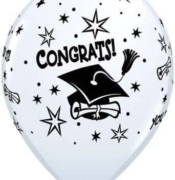 Graduation balloon with "Congrats" and stars.