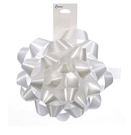 White decorative gift bow with shiny finish.