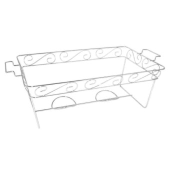Metal roasting rack with handles and ventilation holes.