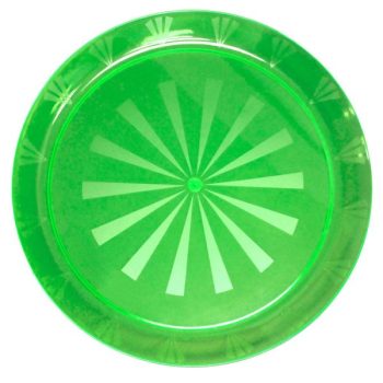 Green plastic plate with a radiating white pattern.