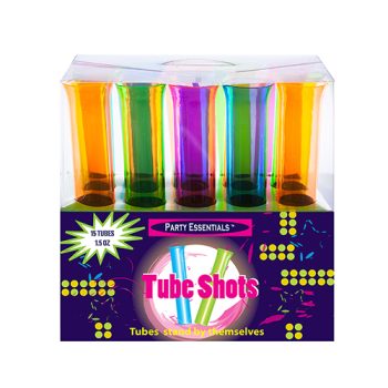 Colorful tube shots fireworks set in vibrant packaging.