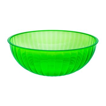 Transparent green plastic bowl with a textured design.