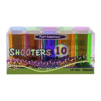 Colorful party essential shooters set with ten vibrant tubes.