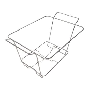 Metal wire dish rack with a tilted design for drying dishes.