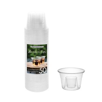 Stack of clear plastic dessert cups with one cup shown separately.