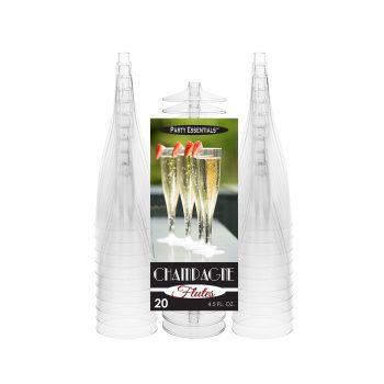 Three white plastic cones with a pack of fishing lures in the center.