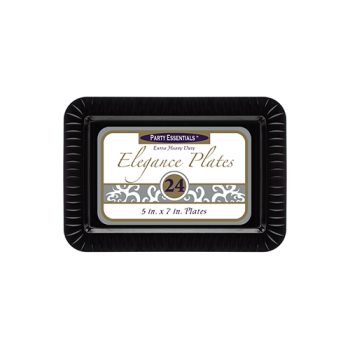 Black rectangular Elegance Plates for serving food, 12 by 7.5 inches.